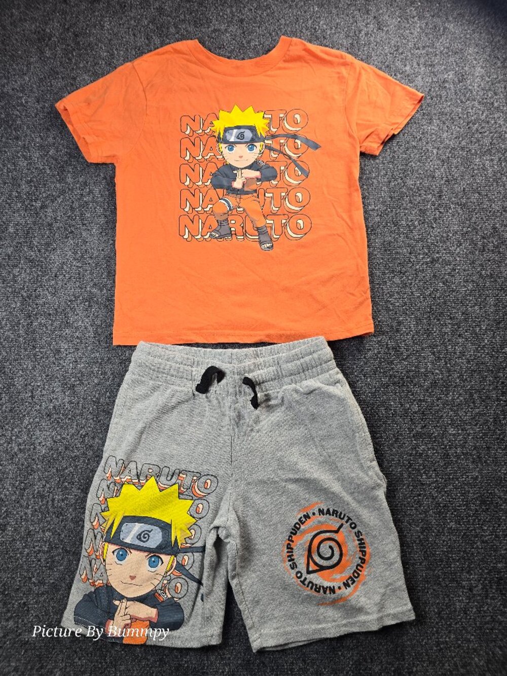 Bioworld Naruto Shippuden chibi Naruto boy's graphic tee and shorts set